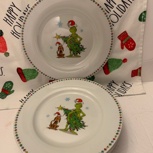 The Grinch & Max Porcelain Salad/Dessert Plates/6 set NWT - Picture 3 of 5